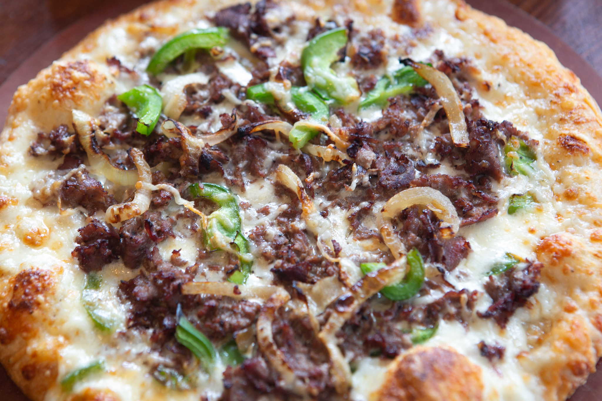 Order Cheesesteak Asiago Pizza food online from Angelico Pizzeria Glover Park store, Washington on bringmethat.com