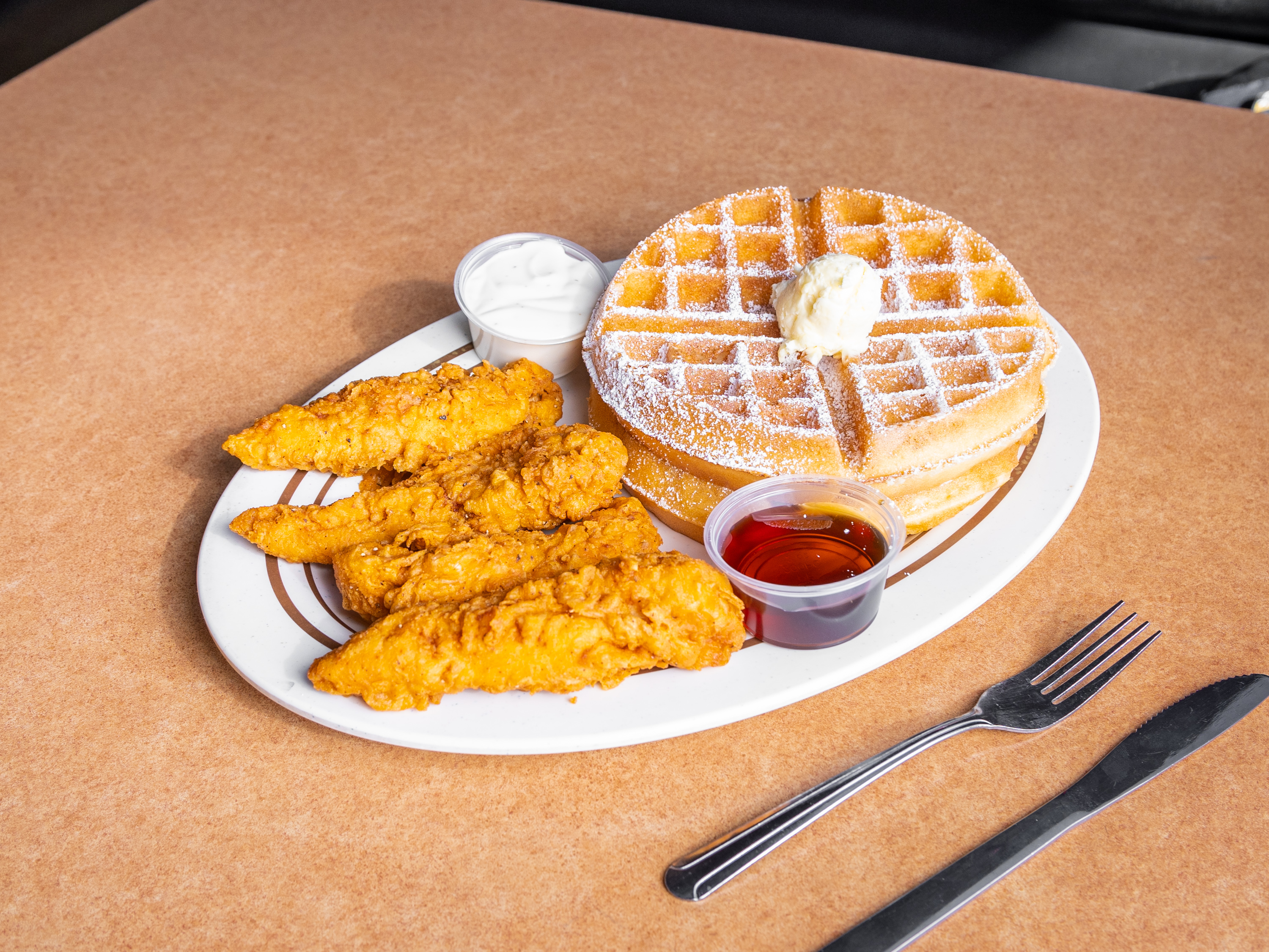 Order Chicken Strips & Waffle food online from The Workz store, Lancaster on bringmethat.com