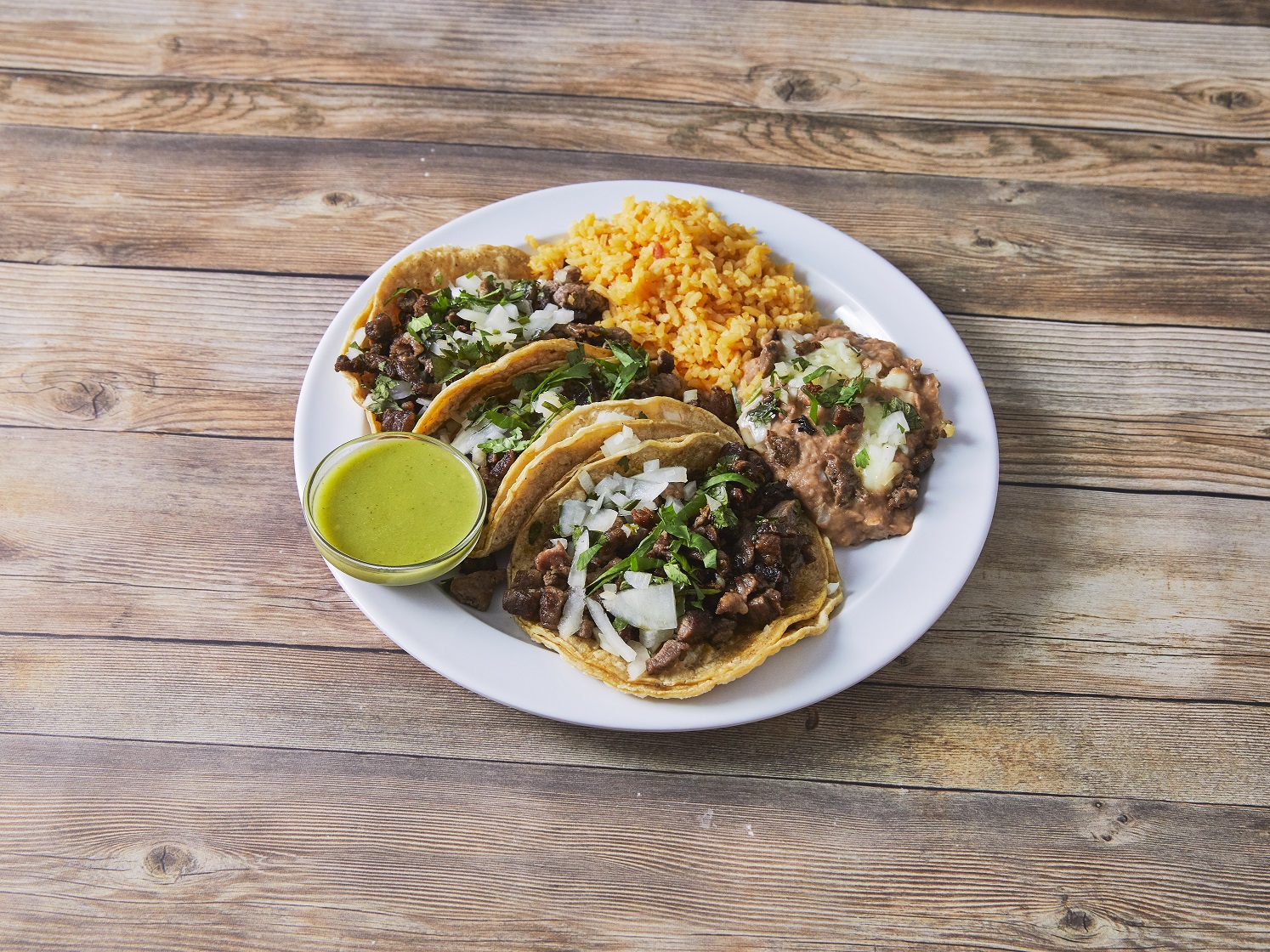 Order Taco Dinner Steak food online from El Ranchito store, Chicago on bringmethat.com