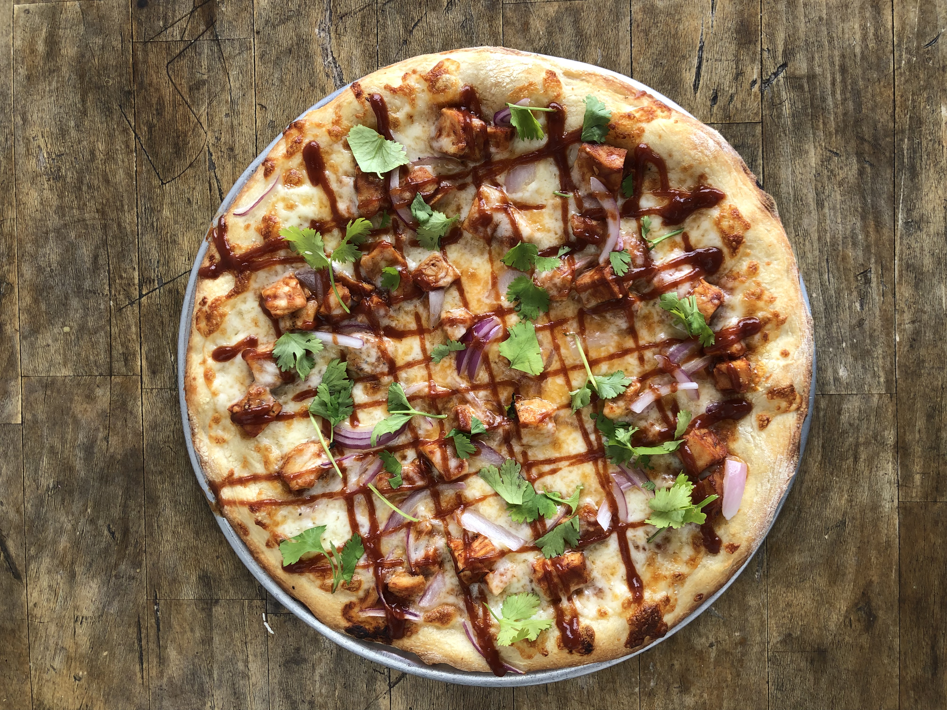 Order BBQ Chicken Pizza food online from Hard Times Pizza Co. store, Los Angeles on bringmethat.com