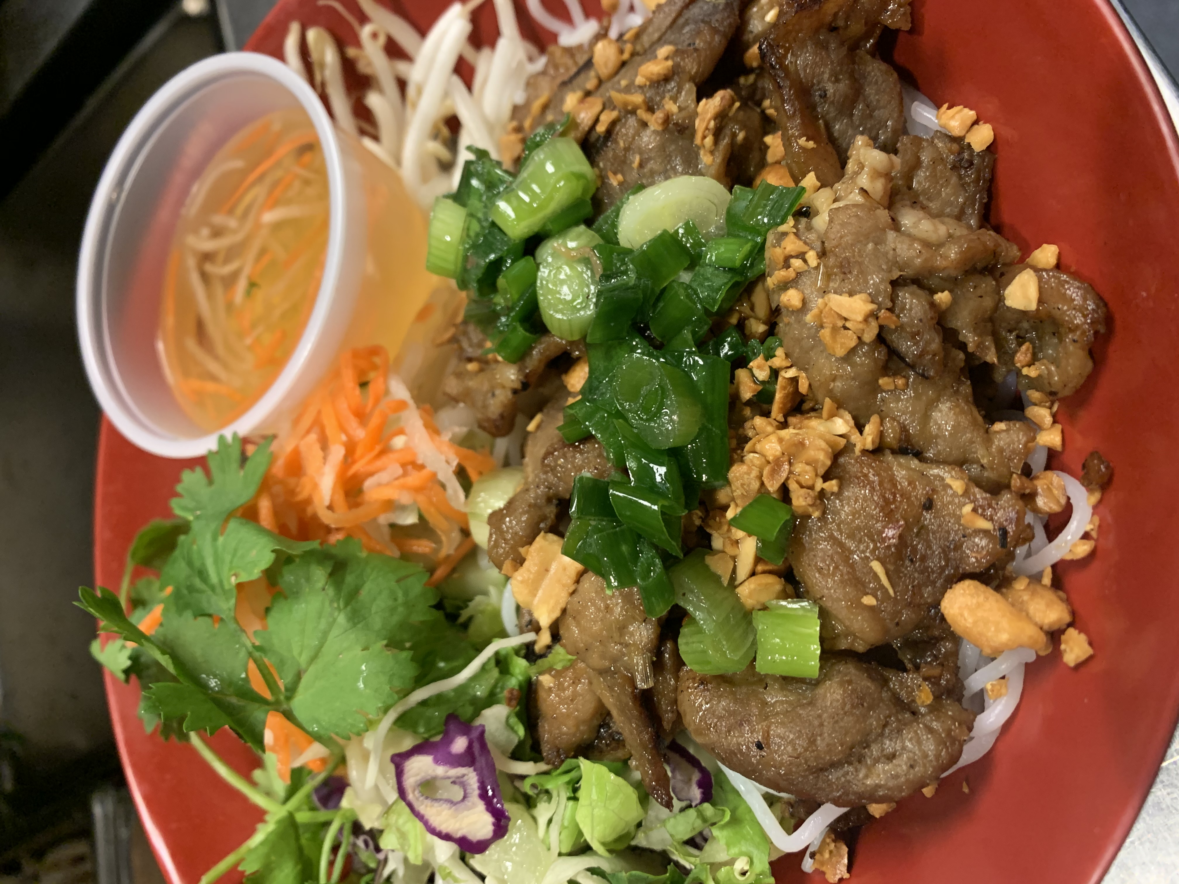 Order 9A. VERMICELLI WITH GRILL PORK- BUN THIT NUONG food online from PT Pho Express store, Buckeye on bringmethat.com