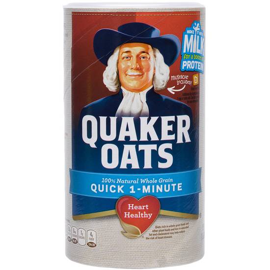 Order Quaker Oats Quick One Minute 100% Whole Grain Oats 18oz food online from Everyday Needs by Gopuff store, Clovis on bringmethat.com