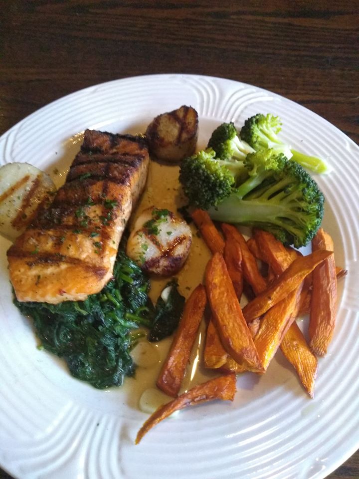 Order Grilled Salmon over Spinach Salad food online from A Taste of Italy store, Bloomsburg on bringmethat.com