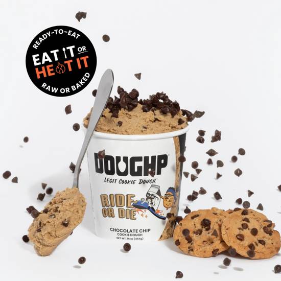 Order Doughp Ride or Die Chocolate Chip Edible Cookie Dough 16oz food online from Everyday Needs by Gopuff store, Santa Monica on bringmethat.com