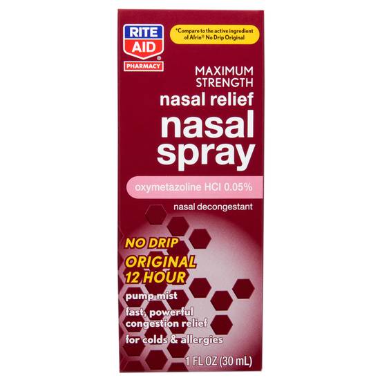 Order Rite Aid Maximum Strength Nasal Spray No Drip (1 oz) food online from Rite Aid store, Placerville on bringmethat.com