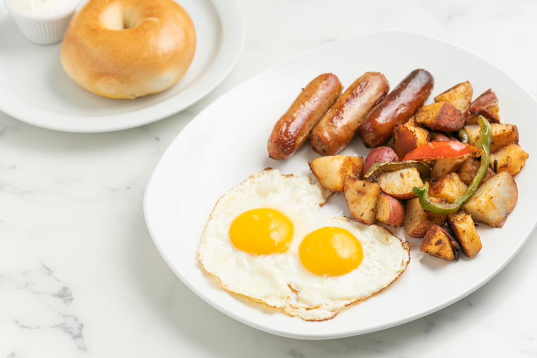 Order Two Eggs Any Style With Sausage Links food online from The Nosh of Beverly Hills store, Beverly Hills on bringmethat.com
