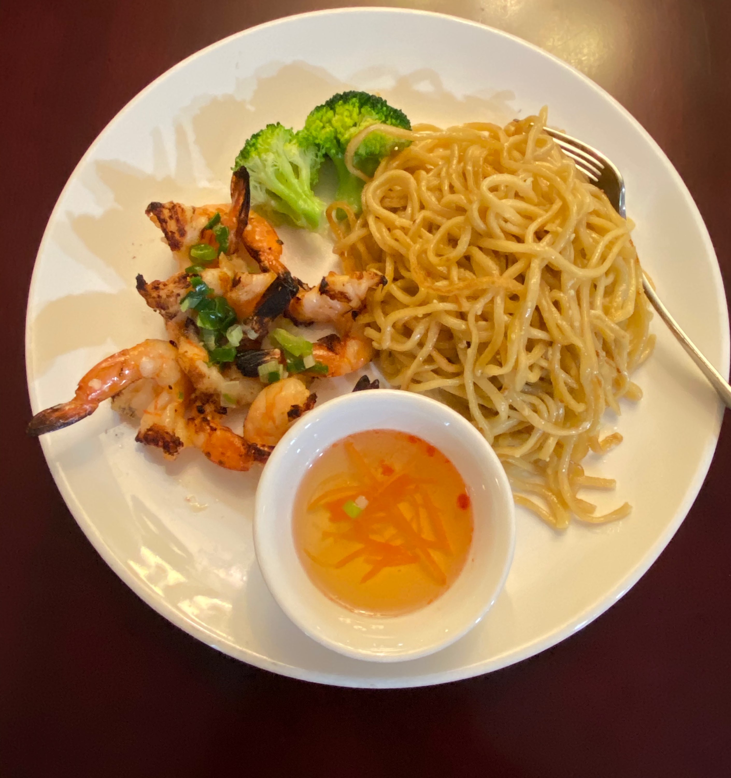 Order M5. Garlic Noodle with Grilled Shrimp food online from Bac Lieu Restaurant store, San Francisco on bringmethat.com