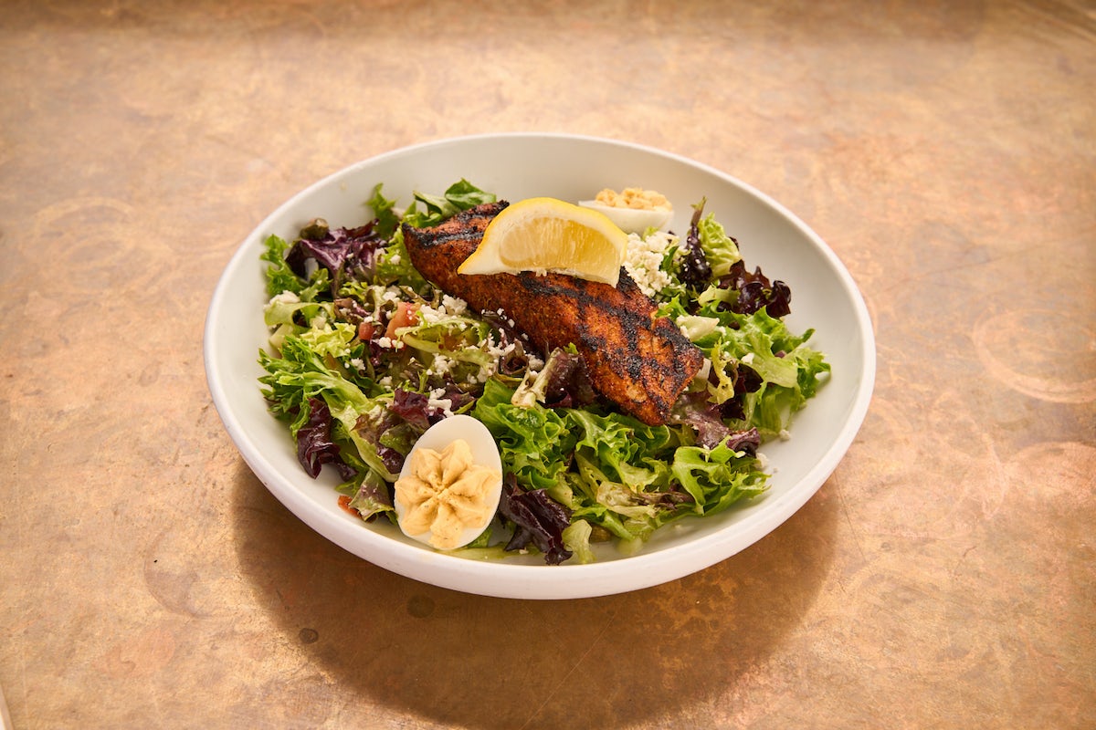 Order BLACKENED SALMON SALAD* food online from Old Town Pour House store, Gaithersburg on bringmethat.com