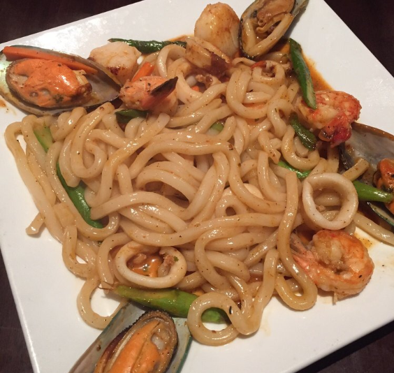 Order Spicy Seafood Udon Pasta  food online from Kabuki Japanese Restaurant store, Pasadena on bringmethat.com