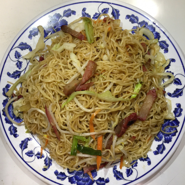 Order BBQ Pork Fried Thin Noodles food online from Lucky Bamboo Chinese Restaurant store, Modesto on bringmethat.com