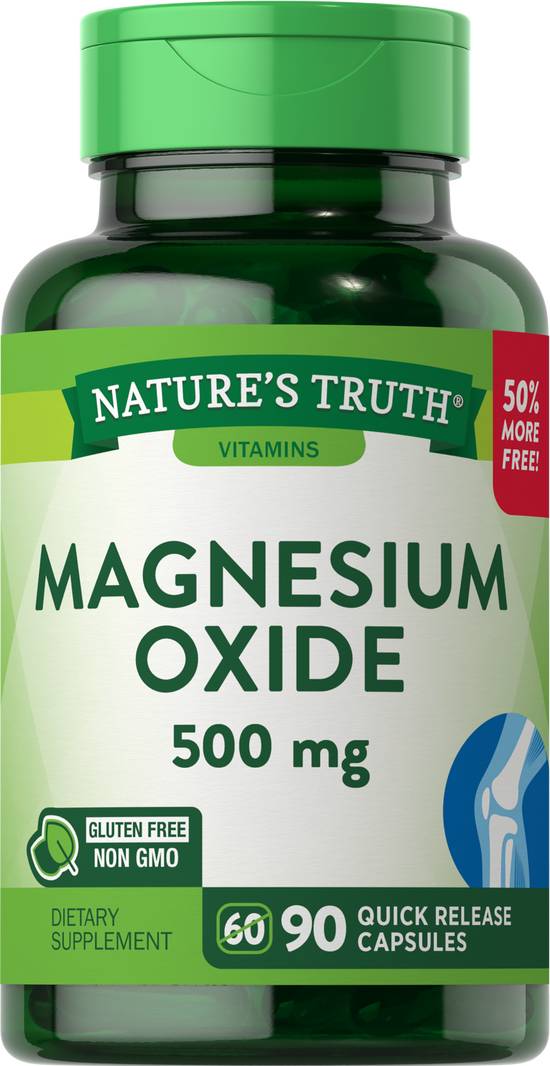 Order Nature's Truth Magnesium Oxide Capsules 500 mg (90 ct) food online from Rite Aid store, Palm Desert on bringmethat.com