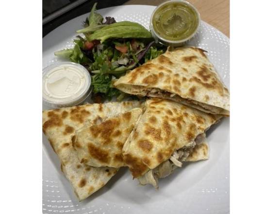 Order CHICKEN QUESADILLA ON FLOUR TORTILLA  food online from Cafe Unicorn store, New Rochelle on bringmethat.com