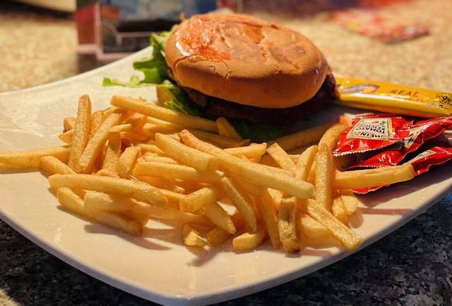 Order Hamburger with French Fries food online from Amalia Restaurant store, Los Angeles on bringmethat.com
