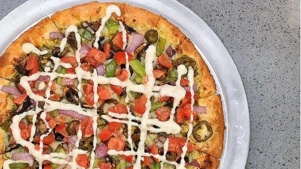 Order Spicy Green Pizza(Plant Based) - Personal 7" food online from Pizzeria Halt store, Modesto on bringmethat.com