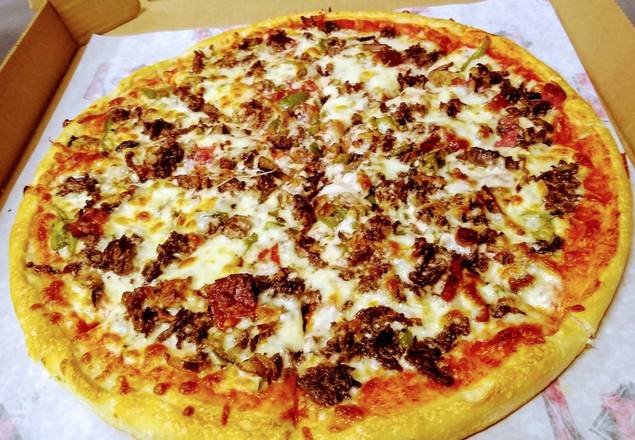 Order Meat Lovers Pizza food online from Roma Pizza store, Lowell on bringmethat.com