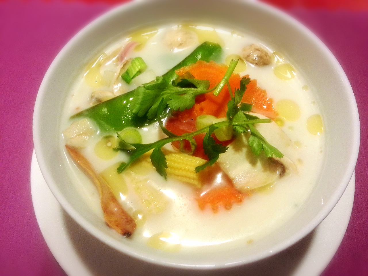 Order Tom Kar Pak Soup food online from Thai Chef Cuisine store, Azusa on bringmethat.com