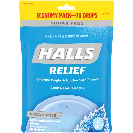Order Halls Relief Mountain Menthol Sugar Free Cough Drops (70 ct) food online from Rite Aid store, PITTSBURGH on bringmethat.com