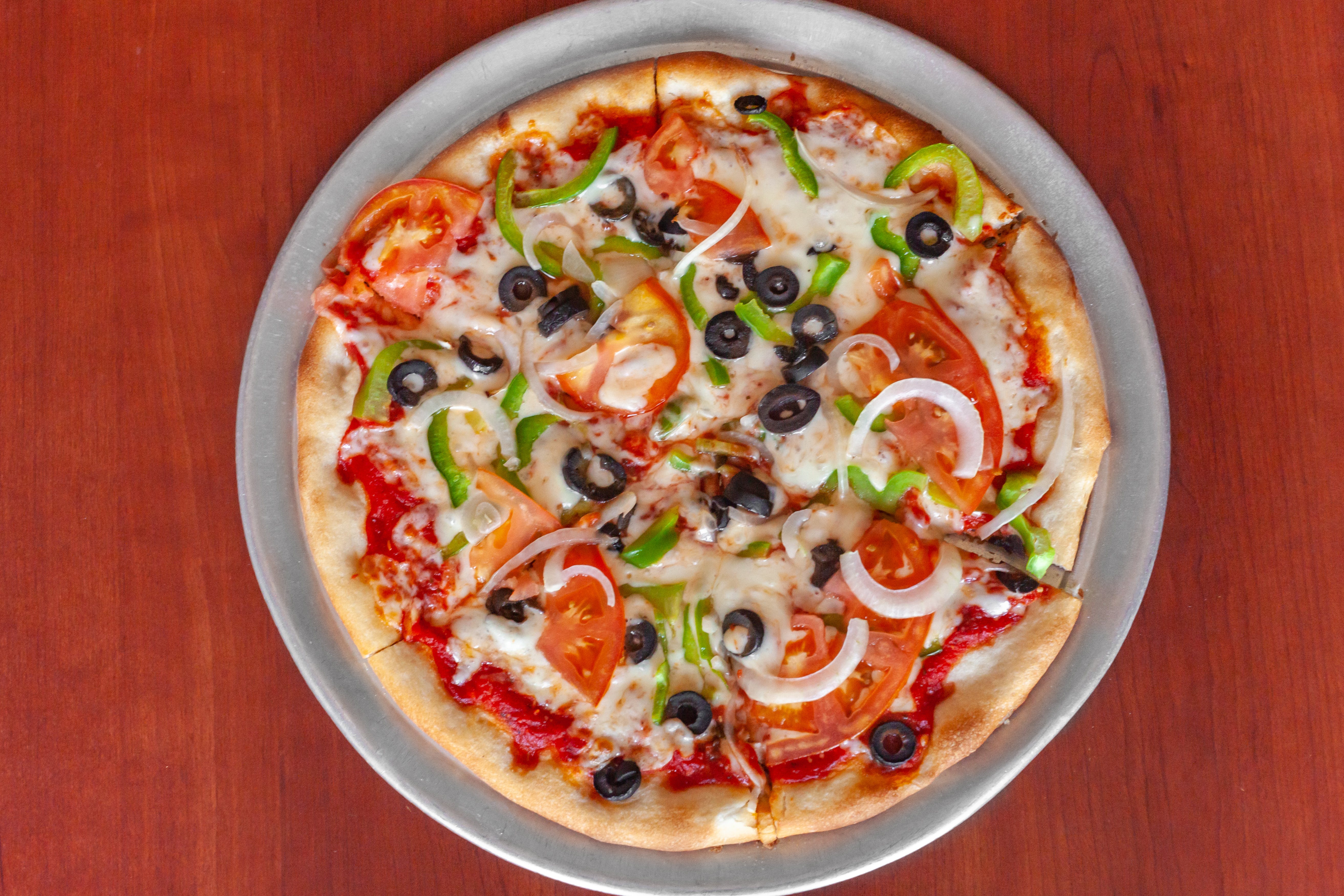 Order Veggie Pizza - Small 12'' food online from Zorba's Express store, Richmond on bringmethat.com