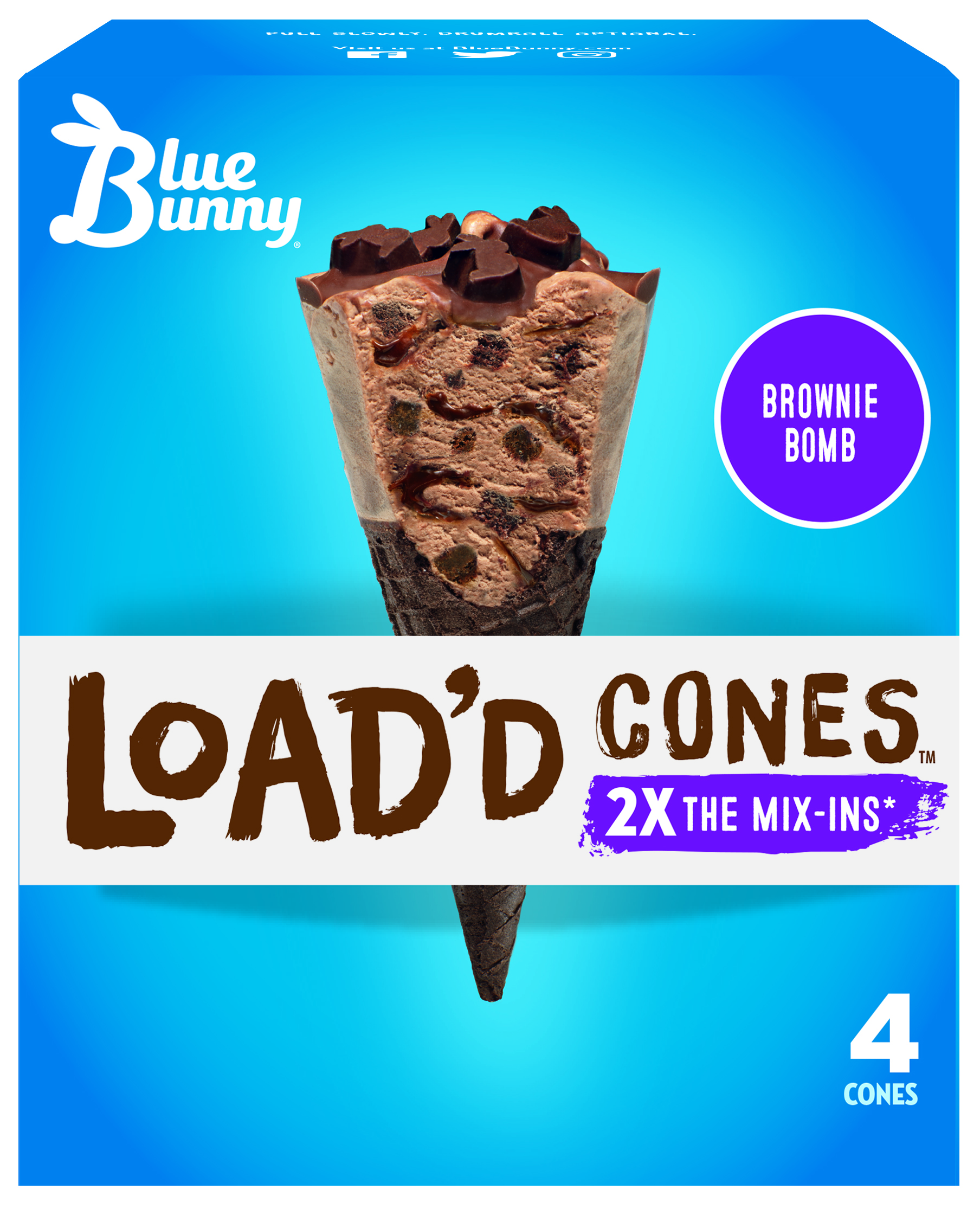 Order Blue Bunny Load'd Cones Brownie Bomb Load'd Cone , 4pk food online from Huck store, Evansville on bringmethat.com