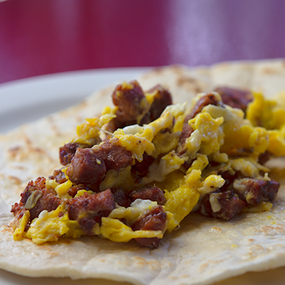 Order Country and Egg Taco food online from The Hut Diner store, San Antonio on bringmethat.com