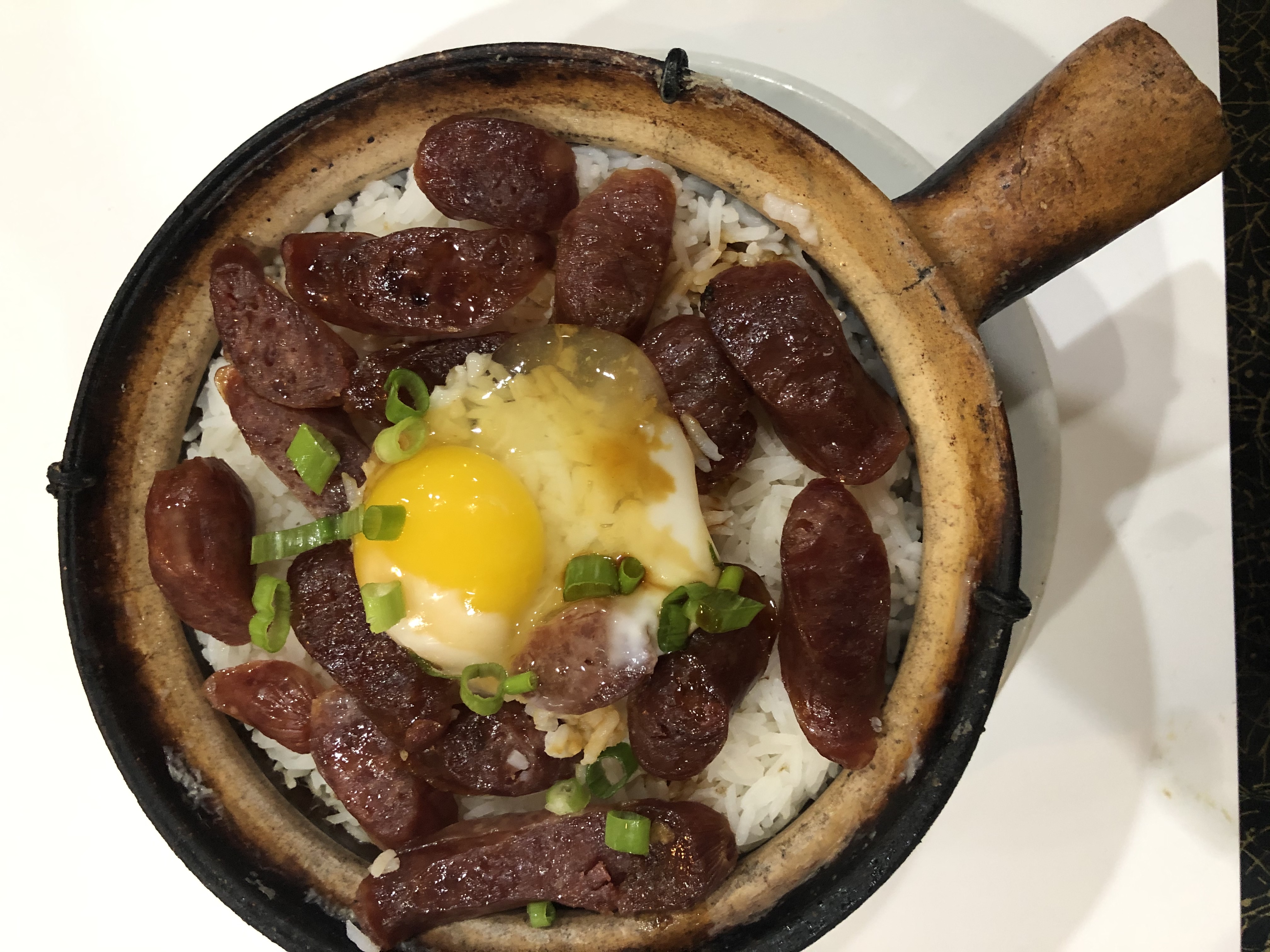 Order 17. Chinese Sausage and Egg Clay Pot 腊肠蛋煲仔饭 food online from The Claypot House store, San Francisco on bringmethat.com