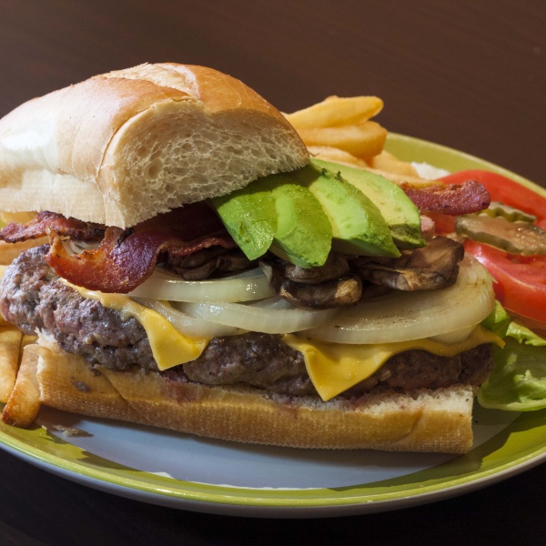 Order N1. Mahalo's Burger food online from Mahalo! store, San Francisco on bringmethat.com