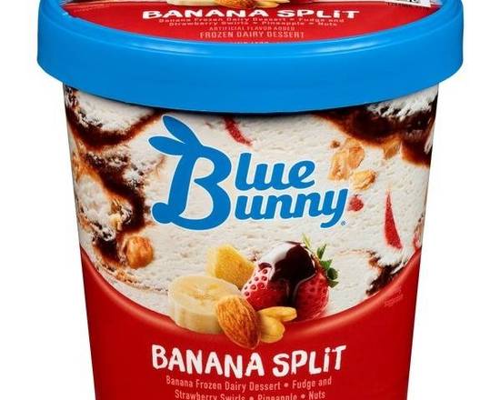 Order Blue Bunny BANANA SPLIT 1 Pint food online from Abc Discount Store store, San Diego on bringmethat.com