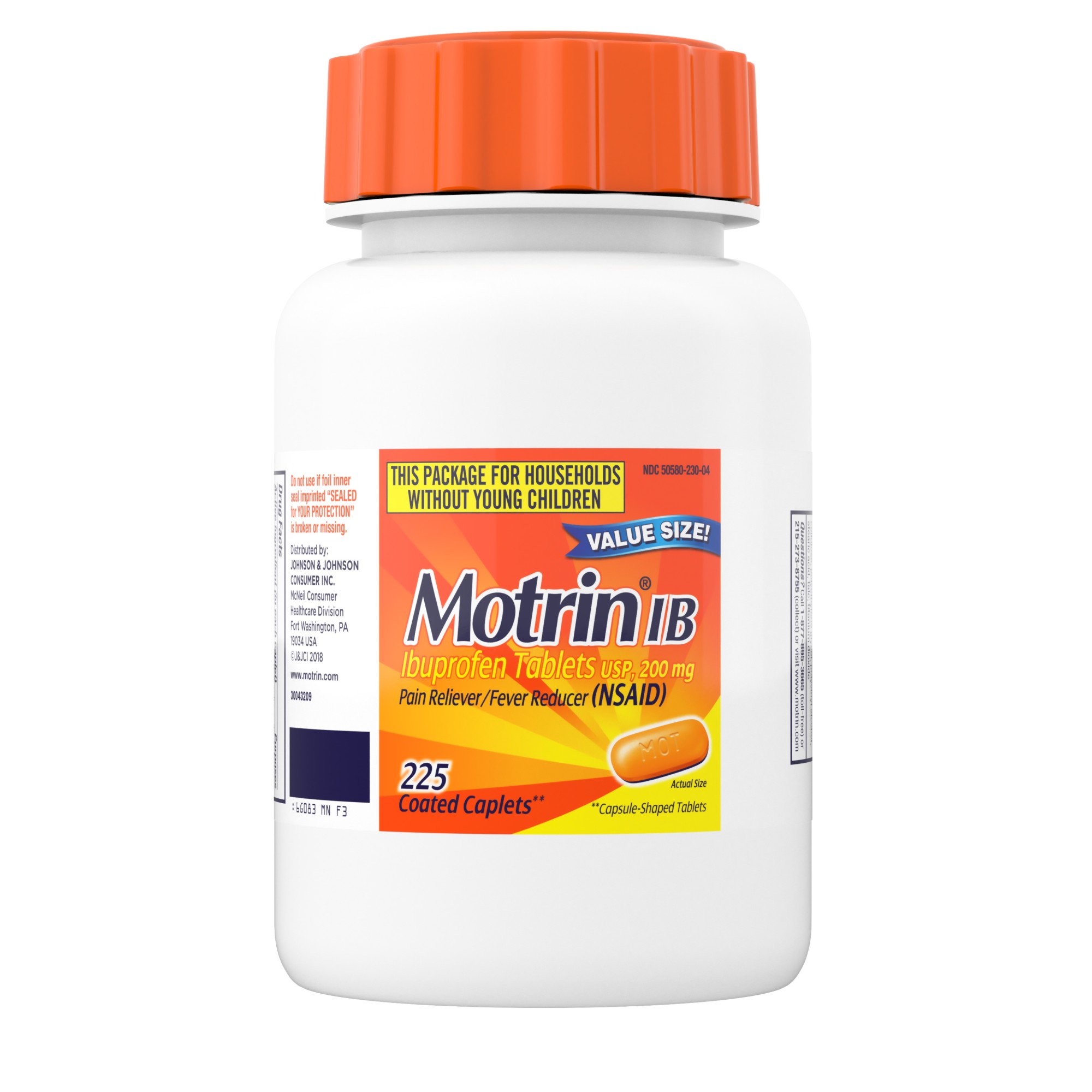 Order Motrin IB Ibuprofen Coated Caplets - 200mg, 225 ct food online from Rite Aid store, REEDLEY on bringmethat.com