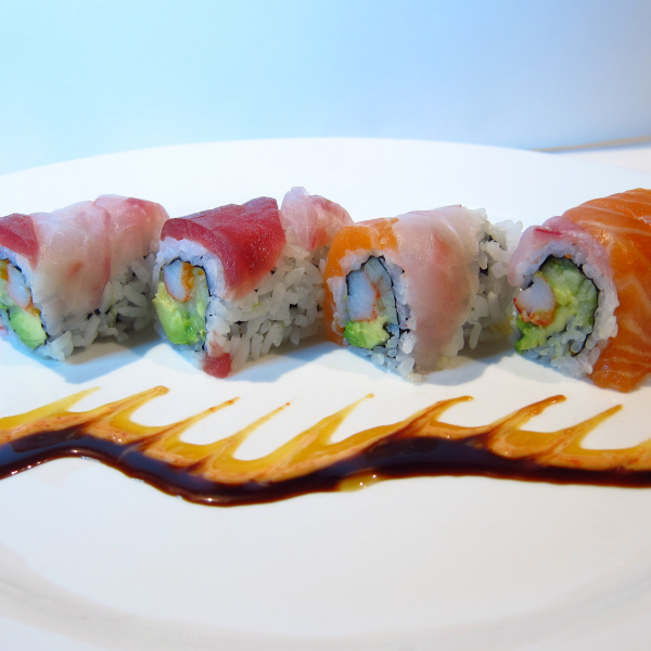 Order Rainbow Roll food online from Fin II store, Stamford on bringmethat.com