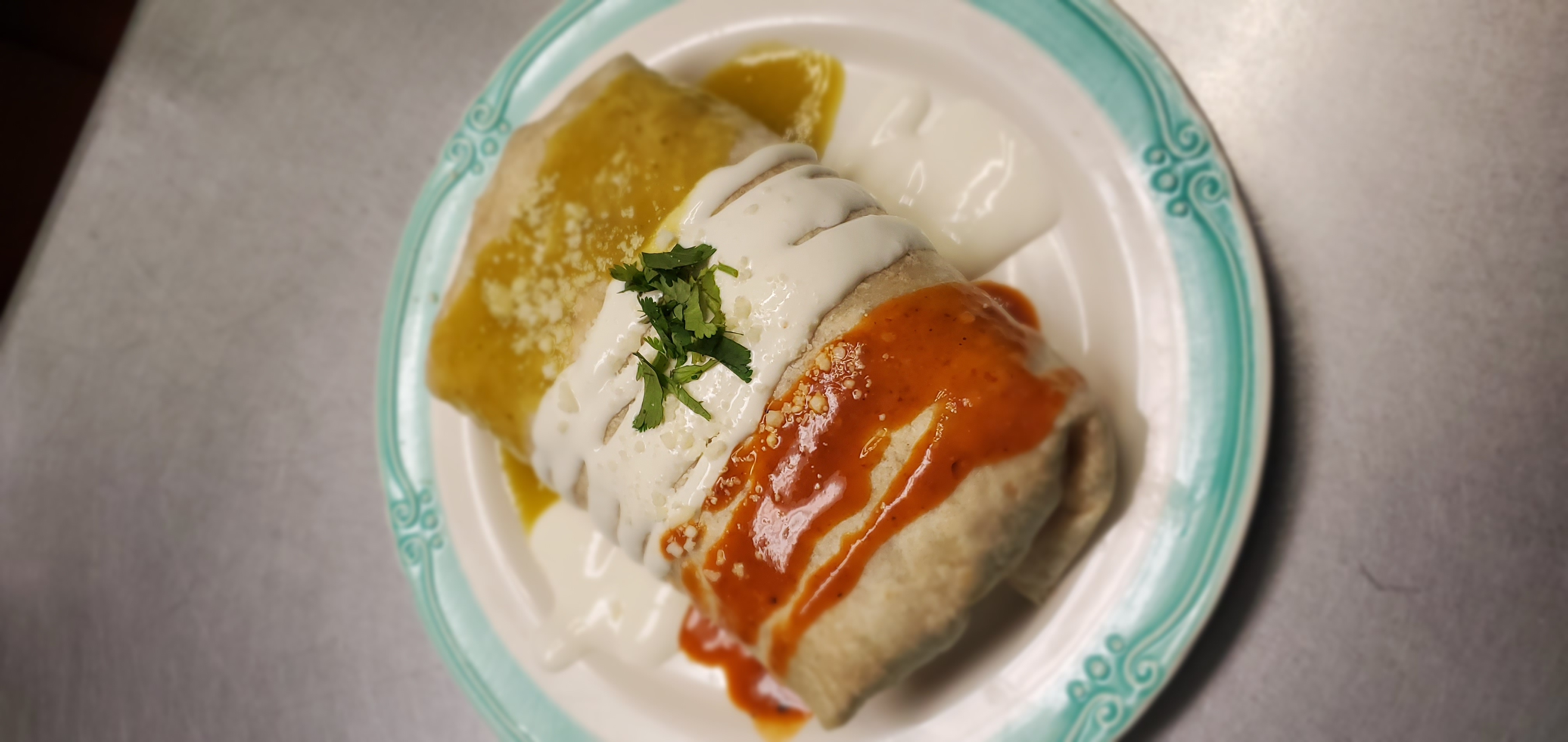 Order Chicken Burrito Lunchtime food online from Tulcingo Cafe store, Bronx on bringmethat.com
