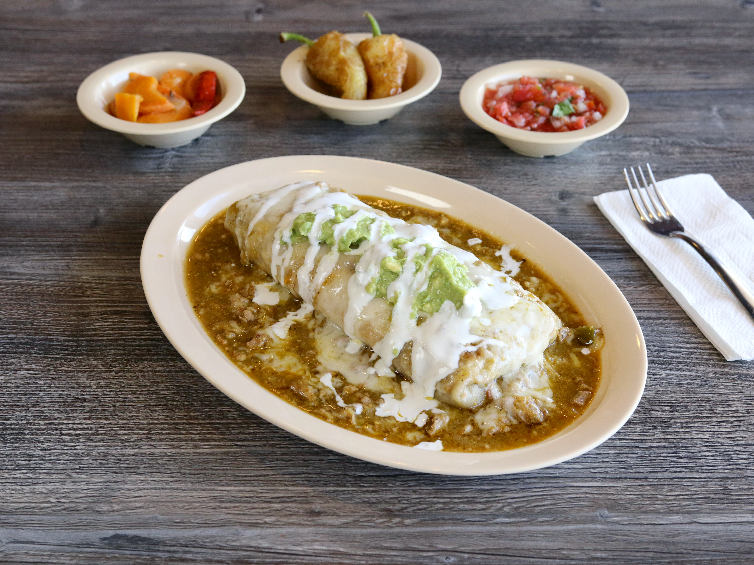 Order Wet Style Chile Verde Burrito food online from Juan Great Fiesta store, Montebello on bringmethat.com
