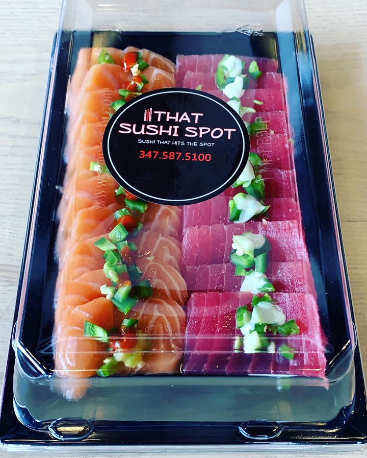 Order Half Tuna & Half Salmon Sashimi Platter food online from That Sushi Spot store, Brooklyn on bringmethat.com