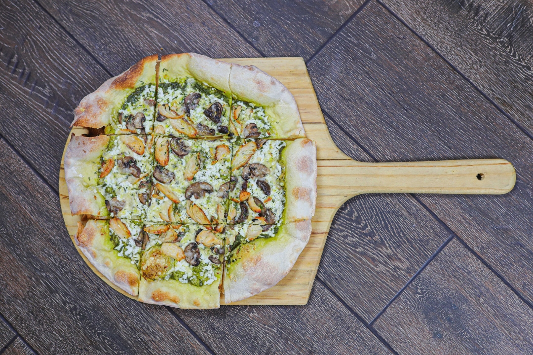Order Pesto Chicken Flatbread. food online from Olive Pit Grill store, Brea on bringmethat.com