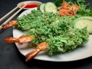 Order 11. Tôm Cốm Xanh - Dragon Shrimps food online from Present Restaurant store, Falls Church on bringmethat.com