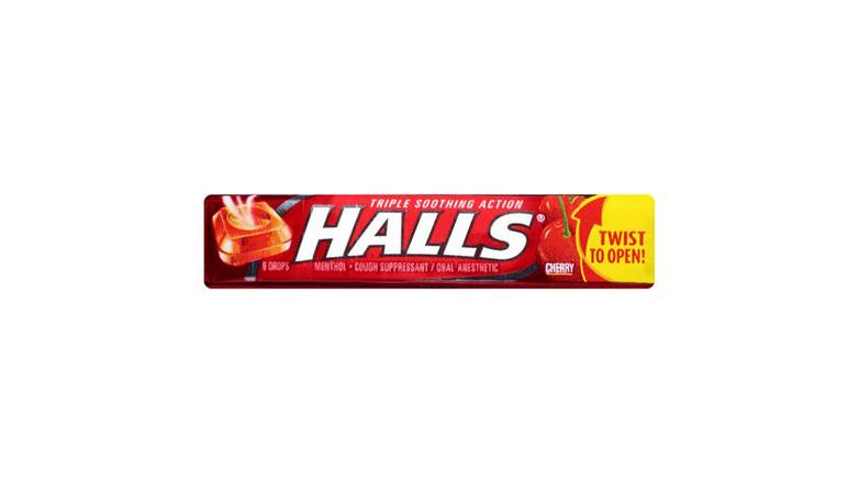 Order Halls Cherry Triple Soothing Action Cough Sticks- 9 Drops food online from Trumbull Mobil store, Trumbull on bringmethat.com