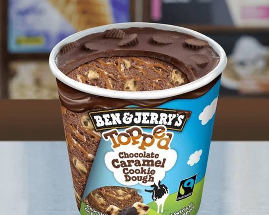 Order "Topped" Chocolate Caramel Cookie Dough food online from Ben & Jerry store, Burbank on bringmethat.com