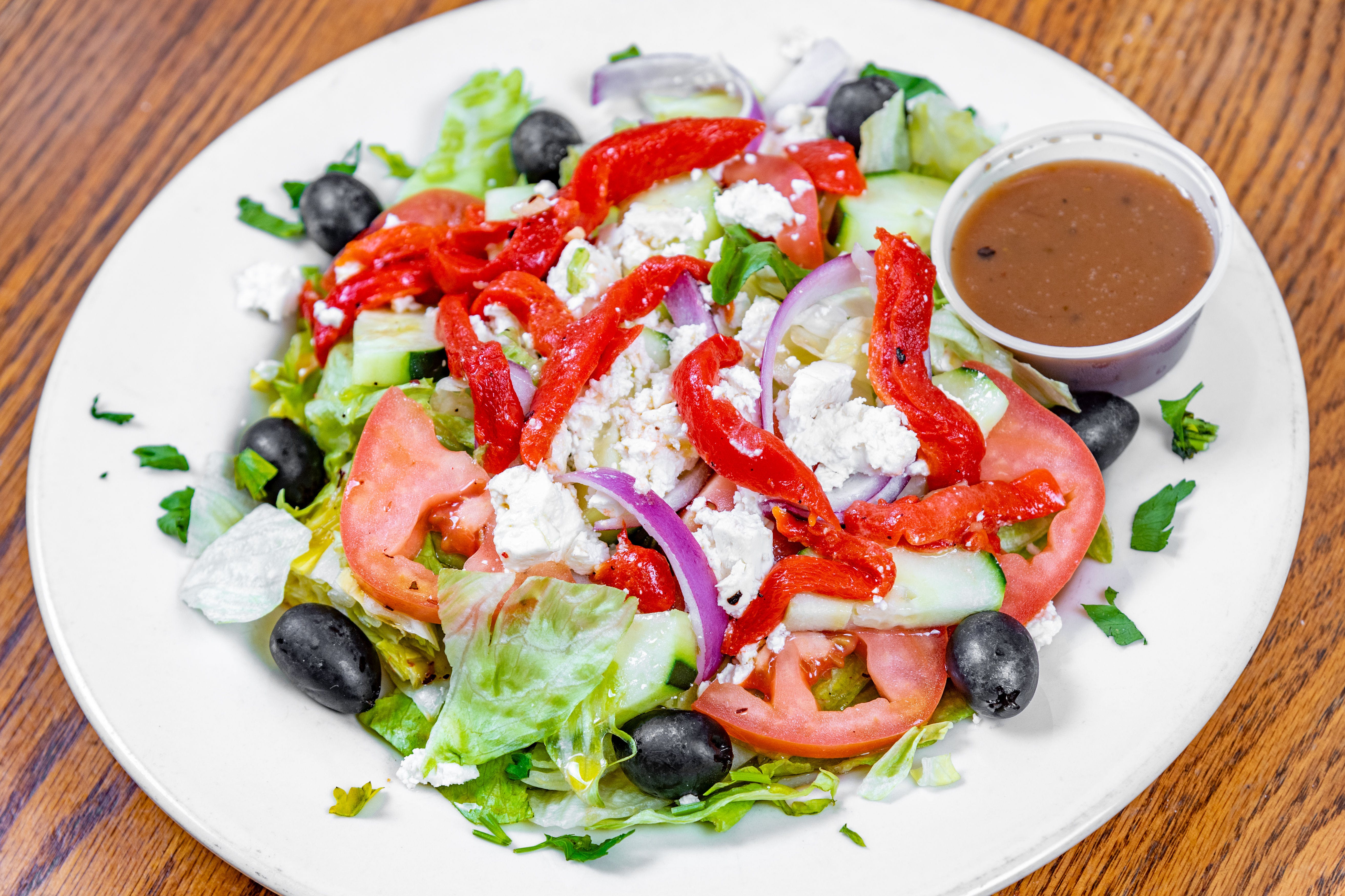 Order Greek Salad - Salad food online from La Casa Mia Pizzeria & Restaurante store, Brooklyn on bringmethat.com