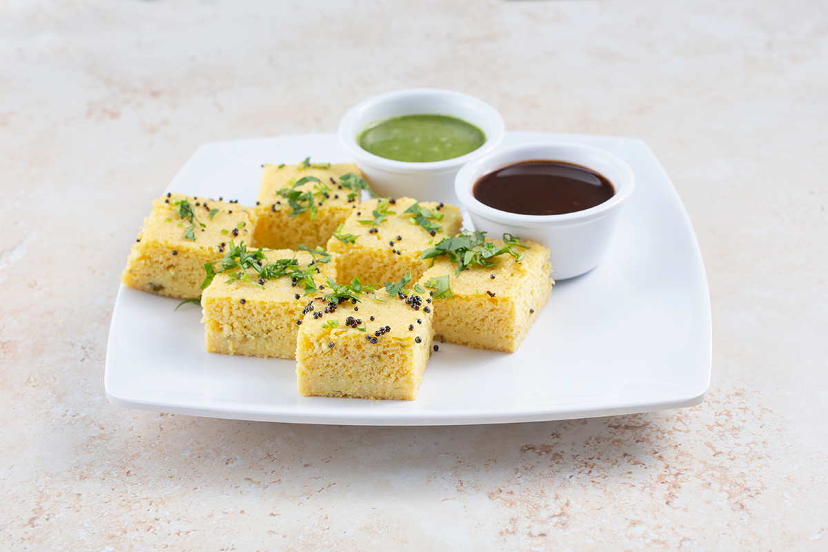 Order 06. Khaman Dhokla (6 pcs) - Vegan food online from Tulsi Indian Eatery store, Los Angeles on bringmethat.com