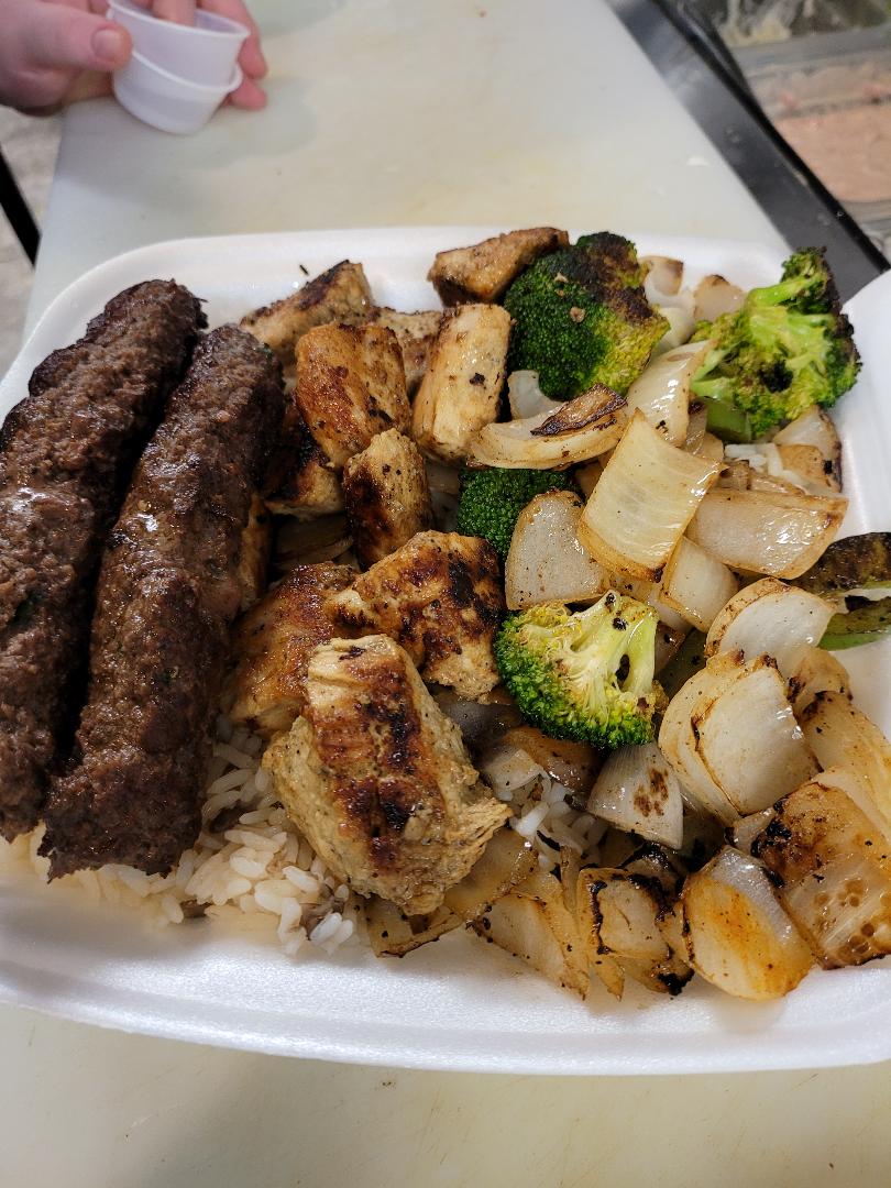 Order Mixed Kabob Plate food online from Aladdin Mediterranean Cuisine store, New Albany on bringmethat.com
