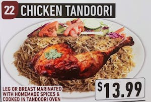 Order #22 Chicken Tandoori food online from Jersey Kabob Platter & Pizza store, Monroe Township on bringmethat.com