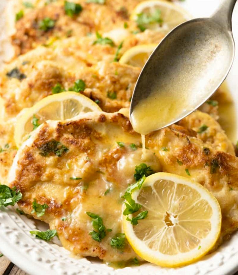 Order Chicken Francese - Entree food online from Brother Bruno Pizza store, Washingtonville on bringmethat.com