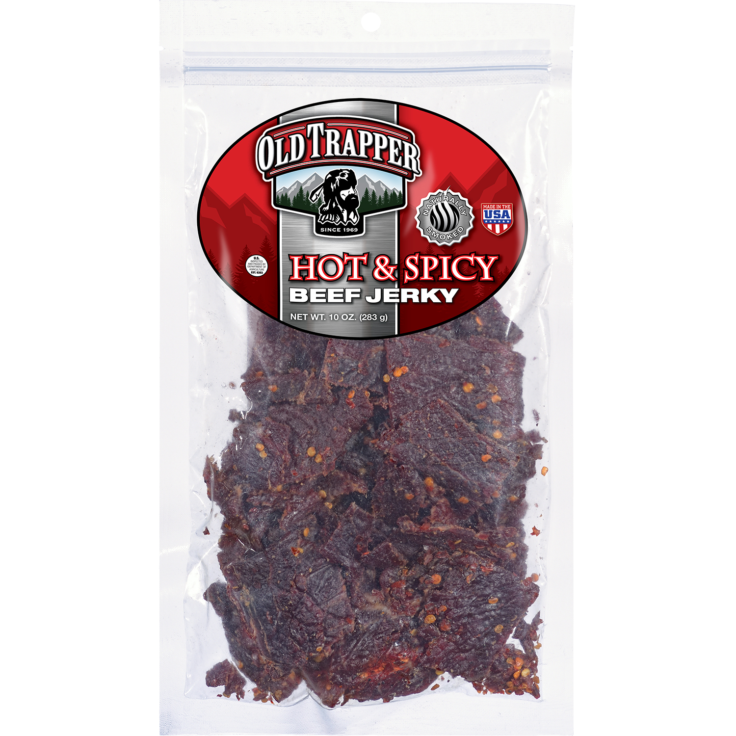 Order Old Trapper Hot Beef Jerky food online from Dan's Big Slice Pizza store, Pharr on bringmethat.com