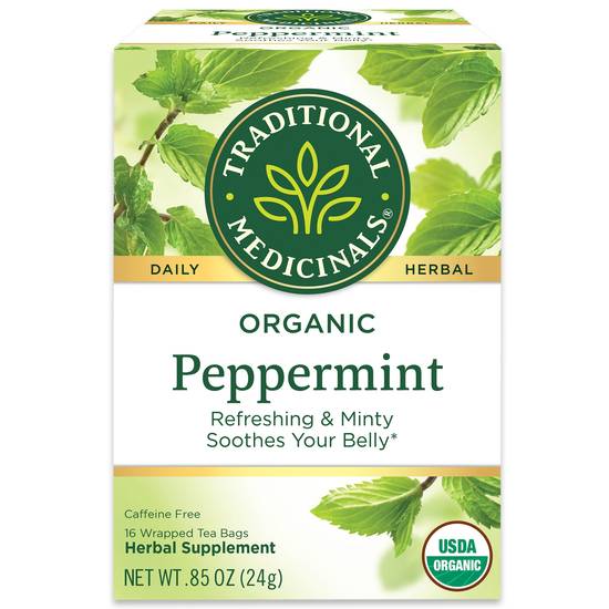 Order Traditional Medicinals Organic Peppermint Herbal Tea Bags, 16 CT food online from CVS store, CARMICHAEL on bringmethat.com
