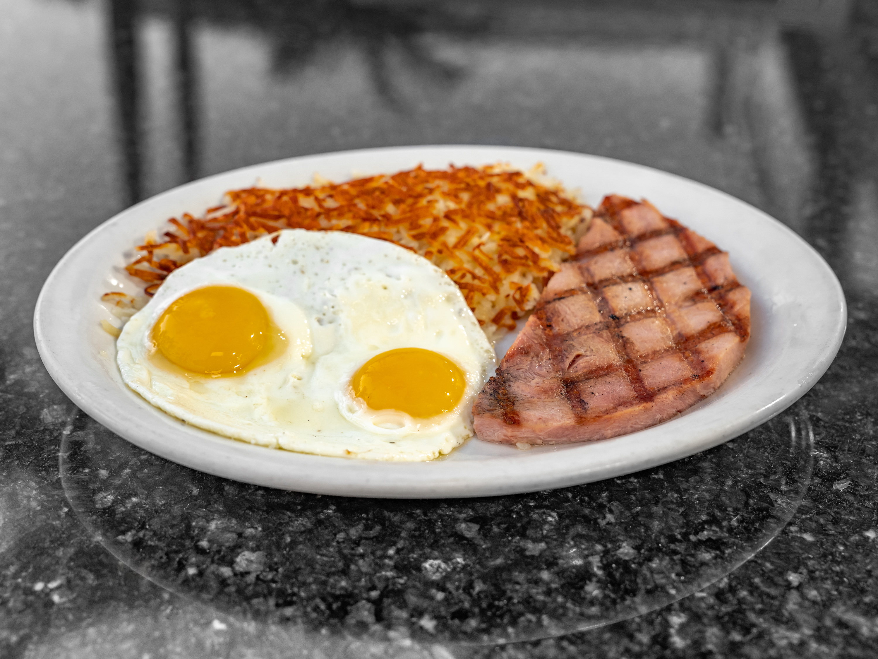 Order Ham Steak and Eggs Breakfast food online from Uncle Pete Cafe store, Westminster on bringmethat.com