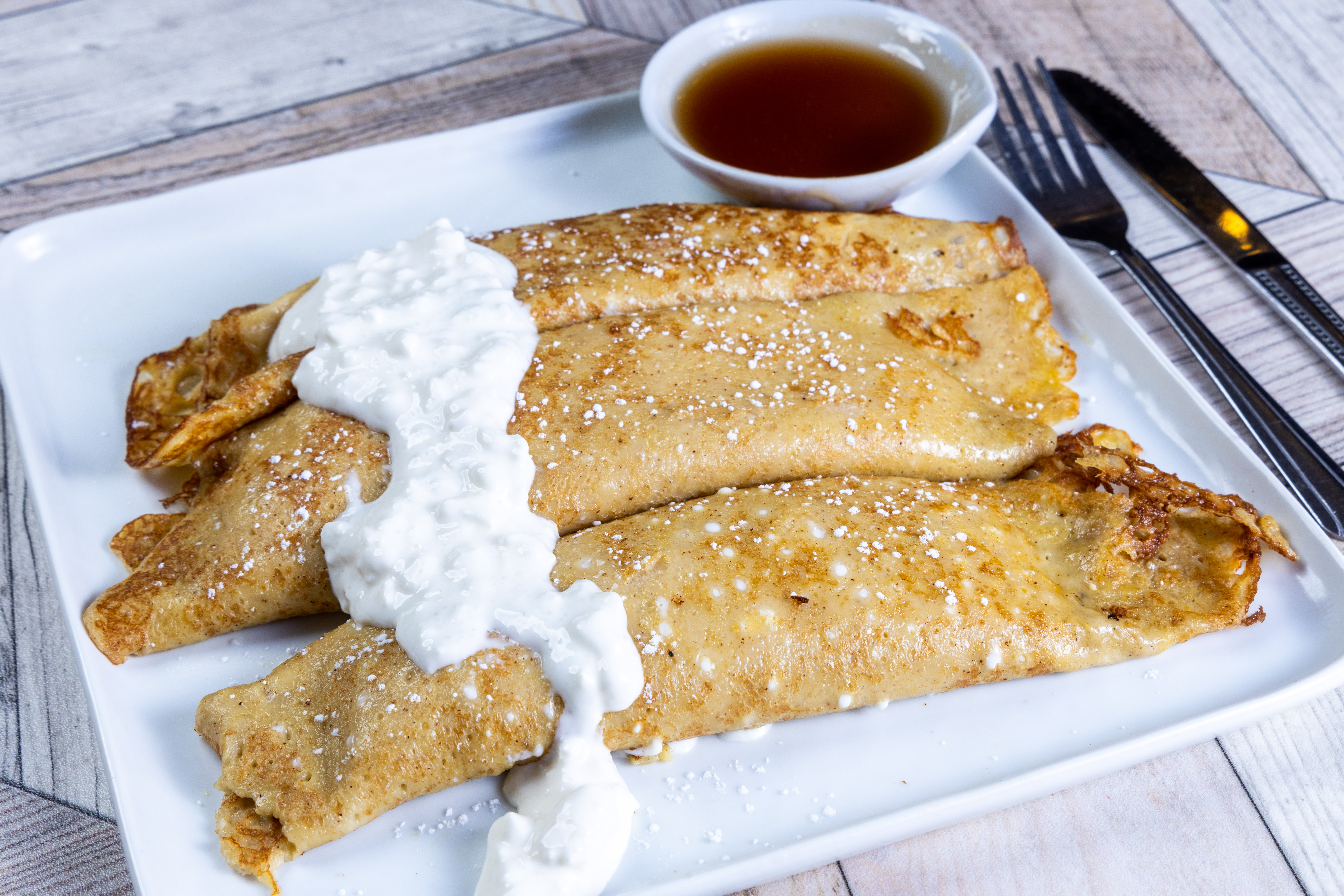 Order Homemade Cheese Blintzes food online from Top View Restaurant store, Chicago on bringmethat.com