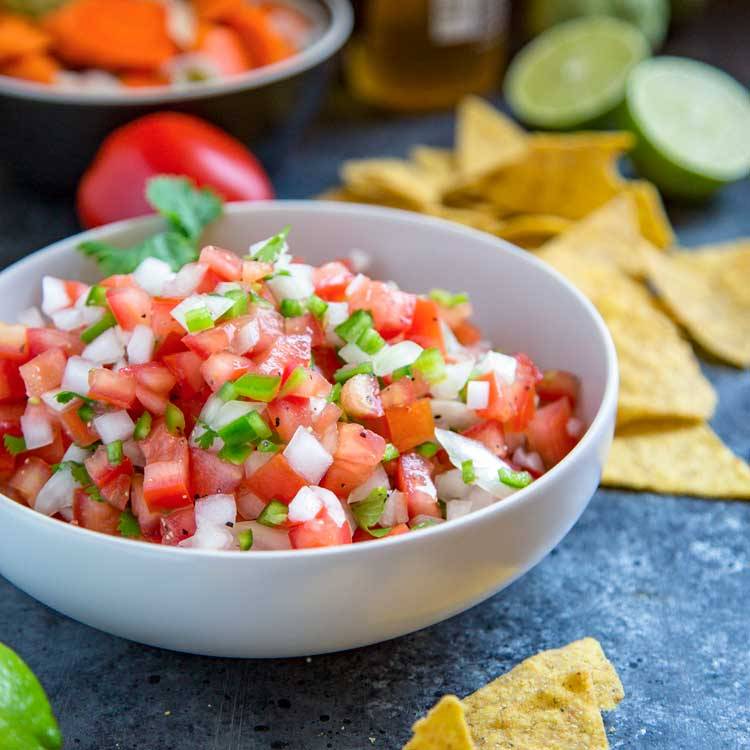 Order Pico de Gallo + Chips (Small, 4 oz) food online from Chicho’s Cocina store, Stamford on bringmethat.com