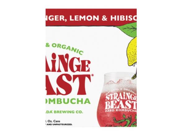 Order Strainge Beast Ginger Lemon & Hibiscus Hard Kombucha - 6x 12oz Cans food online from Shell Beach Liquor & Deli store, Pismo Beach on bringmethat.com