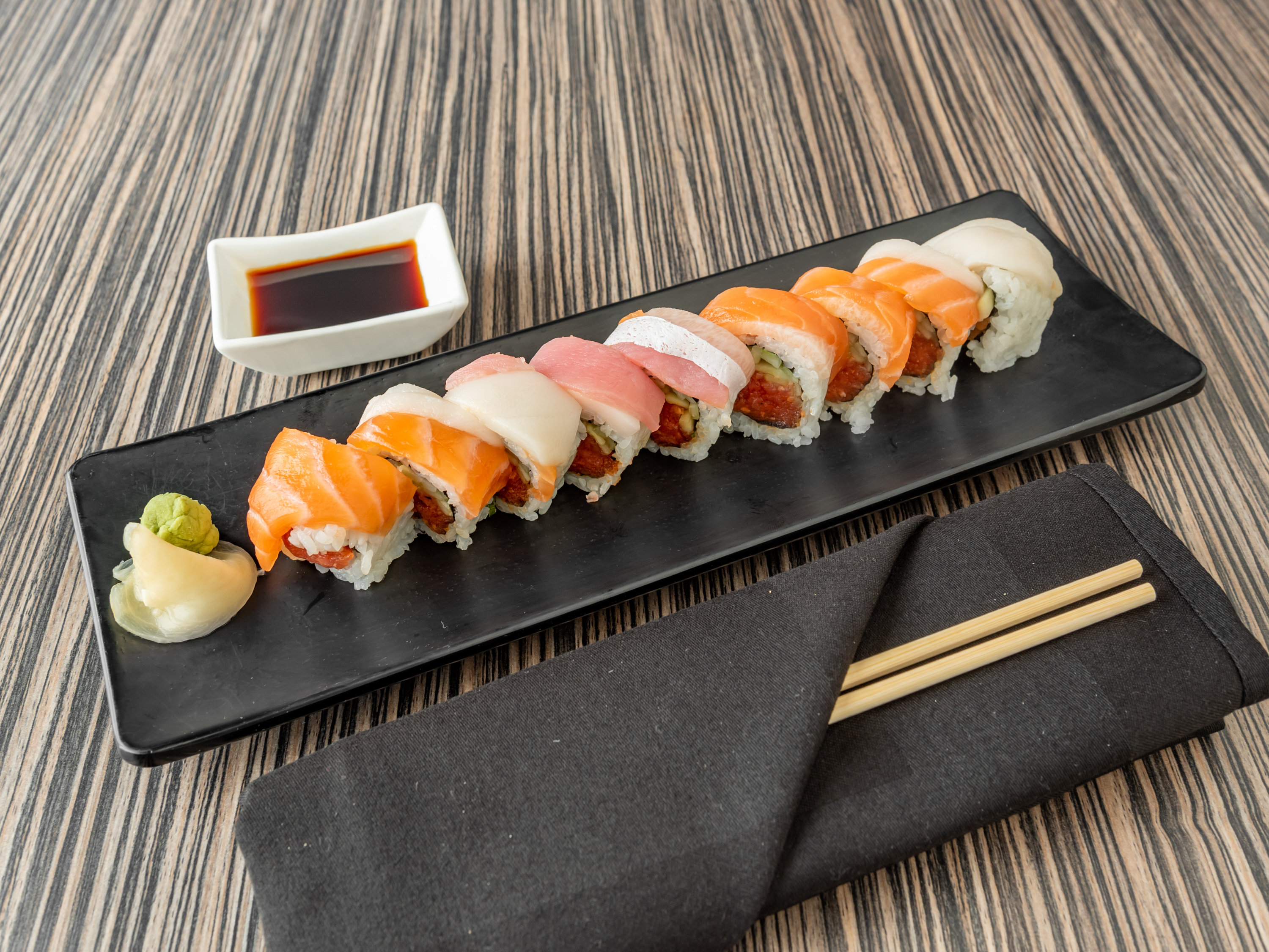Order Rainbow Roll - OTG food online from Shakou St. Charles store, St. Charles on bringmethat.com