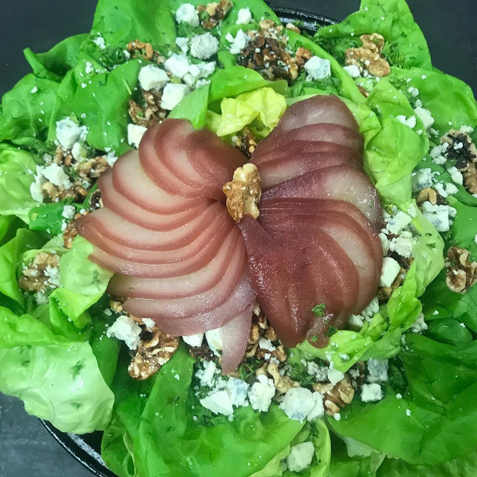 Order Pear Salad with Champagne Vinaigrette food online from Popolo Catering store, San Luis Obispo on bringmethat.com