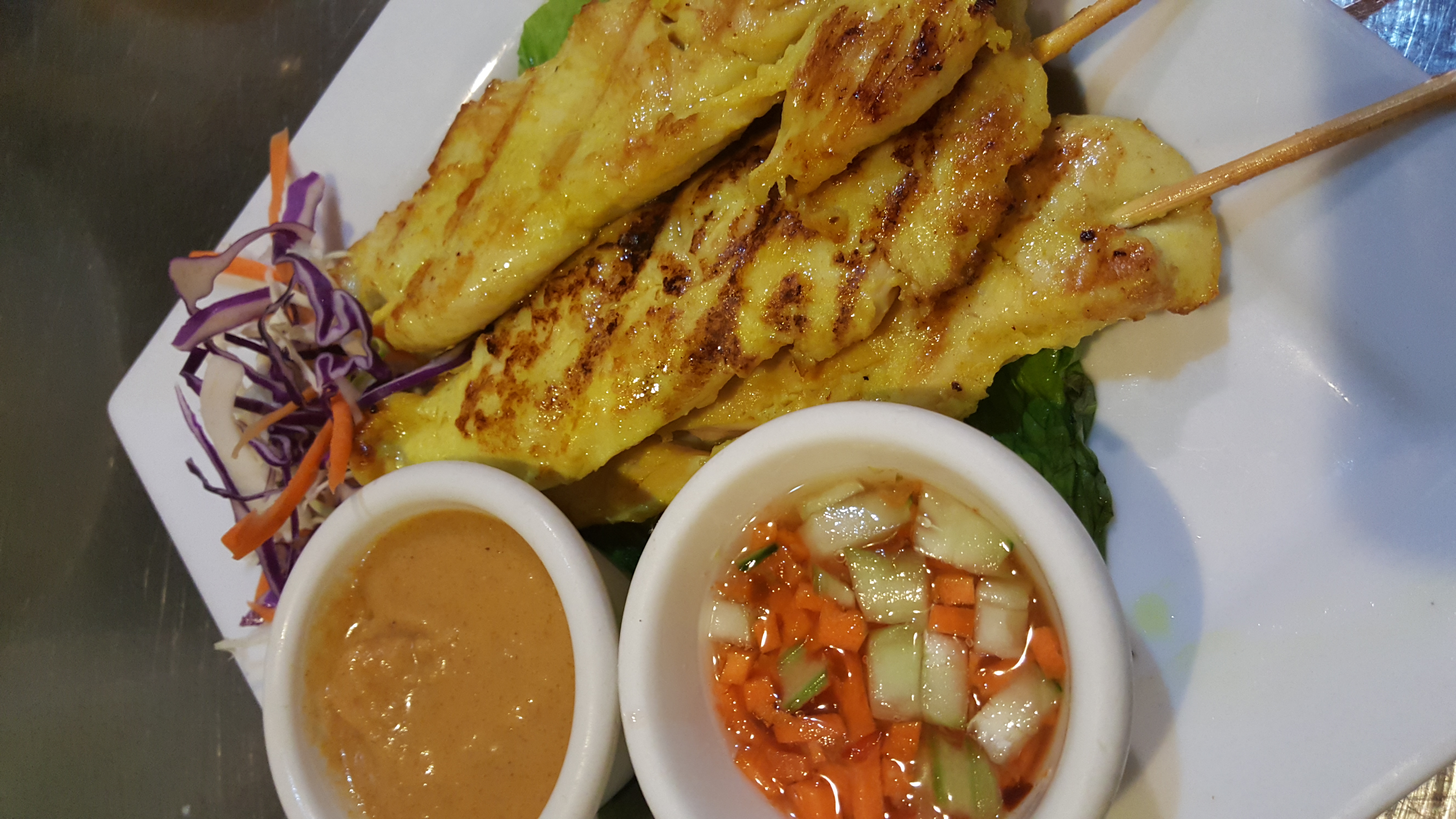 Order 2. 4 Piece Satay Chicken food online from Leela Thai Cuisine store, Santee on bringmethat.com